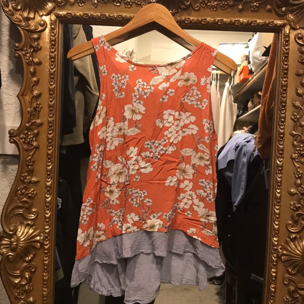 4/$25 lightweight lace up back flowy tank top